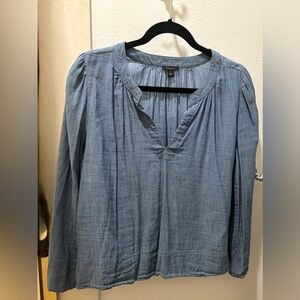 Ann Taylor Chambray V-Neck Blouse